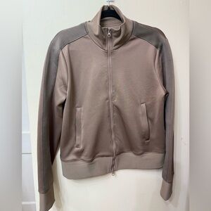 The Set / L / Taupe Zip-Up Jacket / Multi Texture / Athleisure / Scandi / Eco